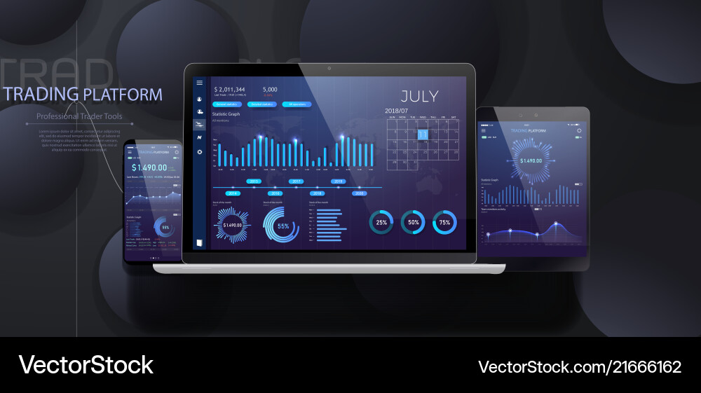 Mobile App Statistics Chart Template Vector Image