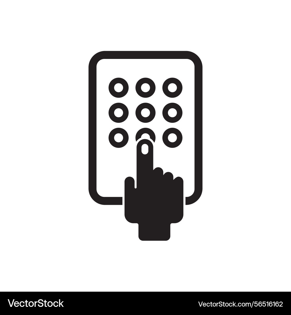 Pin code input panel silhouette vector image