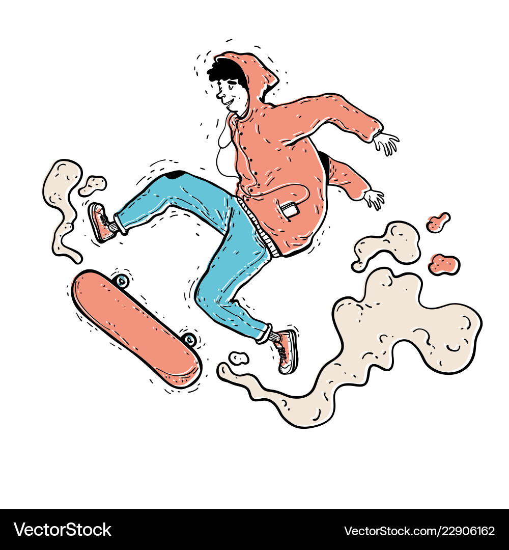 Teen Skater in einem Hoodie Sweatshirt und Jeans Teen Skater in einem Hoodie Sweatshirt und Jeans vektorbild