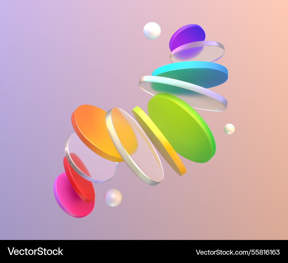 3d shapes abstract glass color objects art 3d shapes abstract glass color objects art vector image