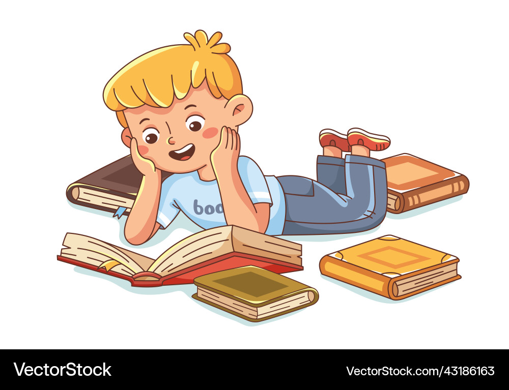 Child learn from books Child learn from books Vector Image