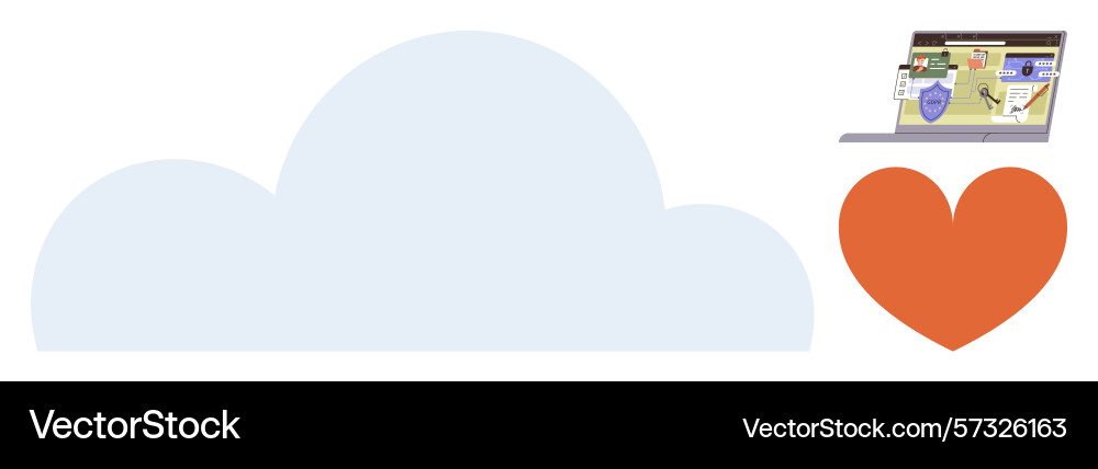 Cloud computing security and data protection vector image