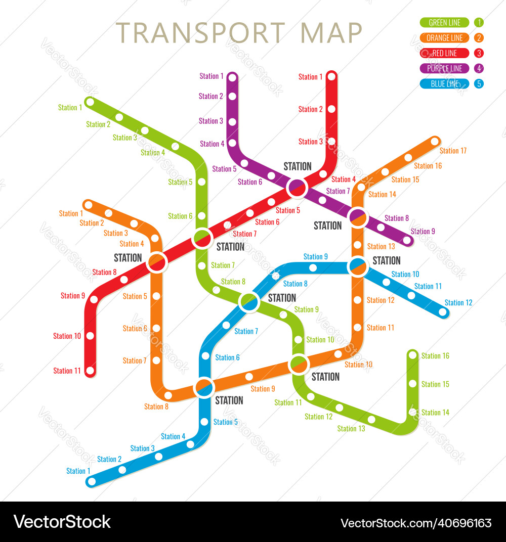 Metro subway or underground transport system map Metro subway or underground transport system map vector image