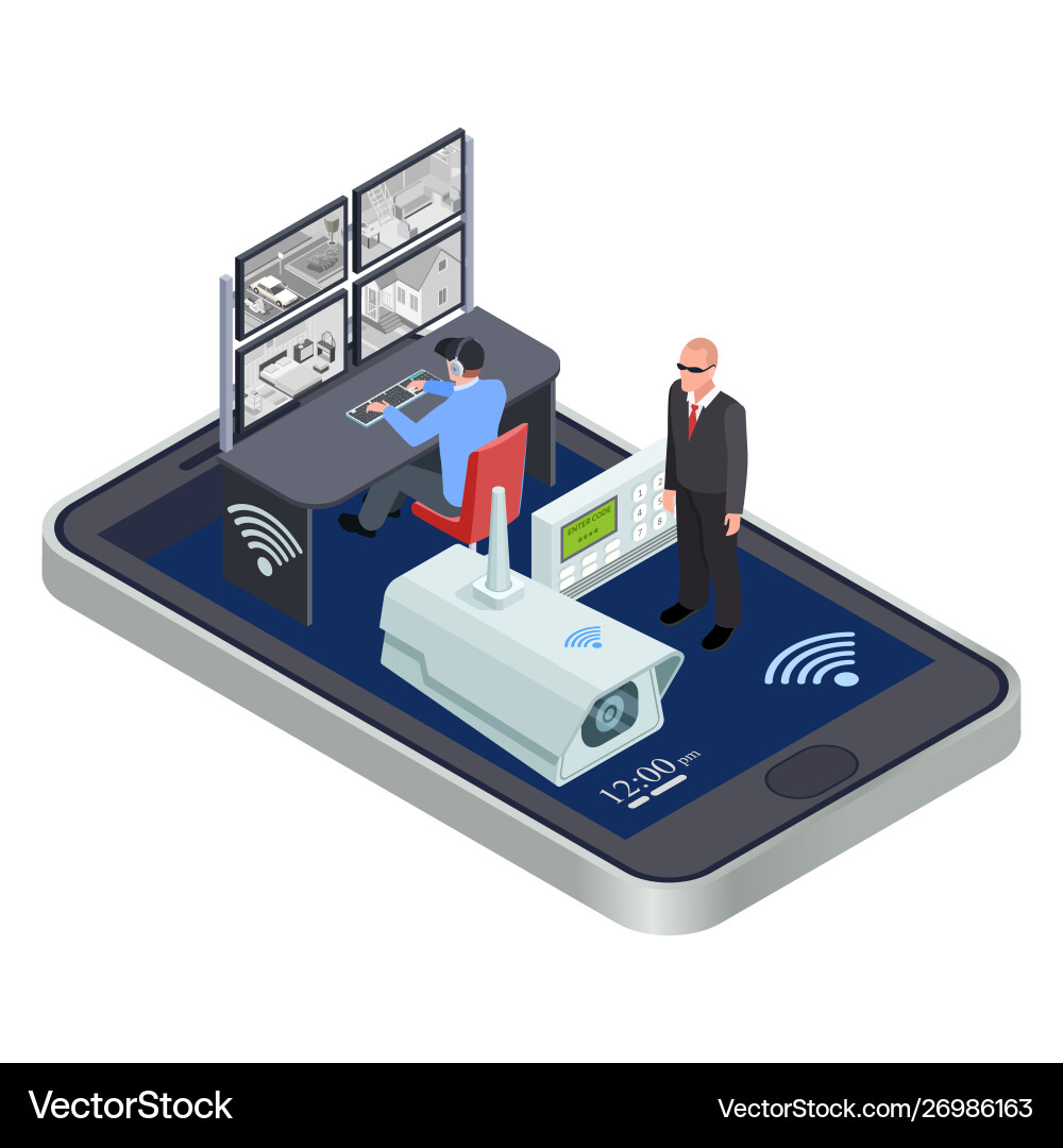 Mobile Security System - WiFi Network vector image