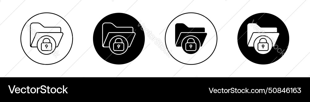 Secret folder icon set confidential data secure Vector Image