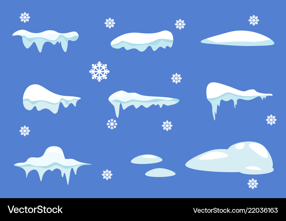 Winterdekoration Set isolierter Schneekappe Winterdekoration Set isolierter Schneekappe vektorbild