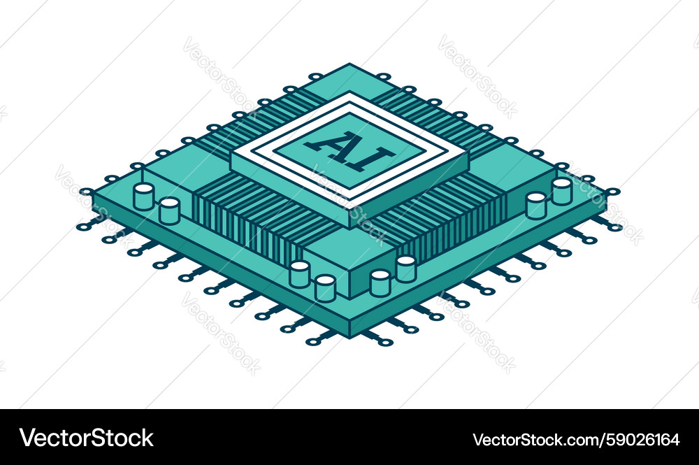 Ai cpu microchip isometric digital processor Ai cpu microchip isometric digital processor Vector Image