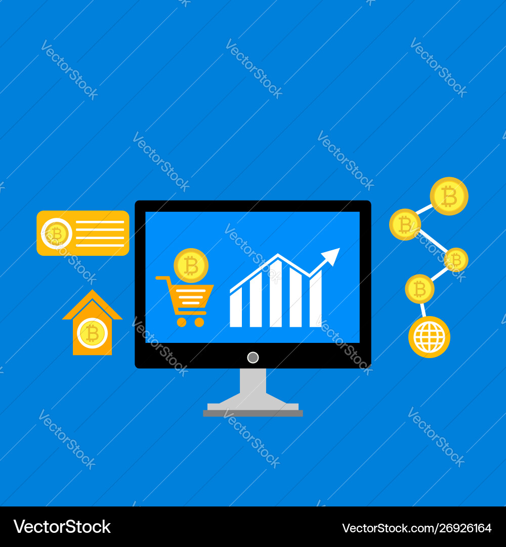 Blockchain scheme mining crypto currency server Vector Image