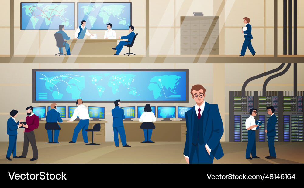 Control room military command center mission Vector Image
