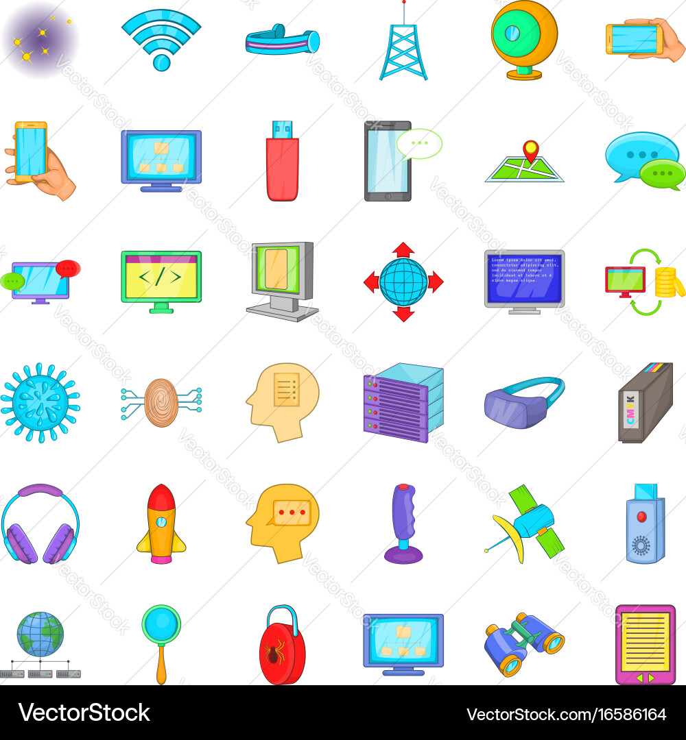 Database and cloud icons set cartoon style vector image