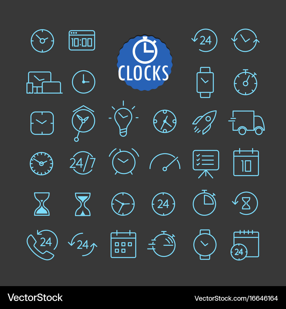 Different clock icons collection web and mobile Vector Image