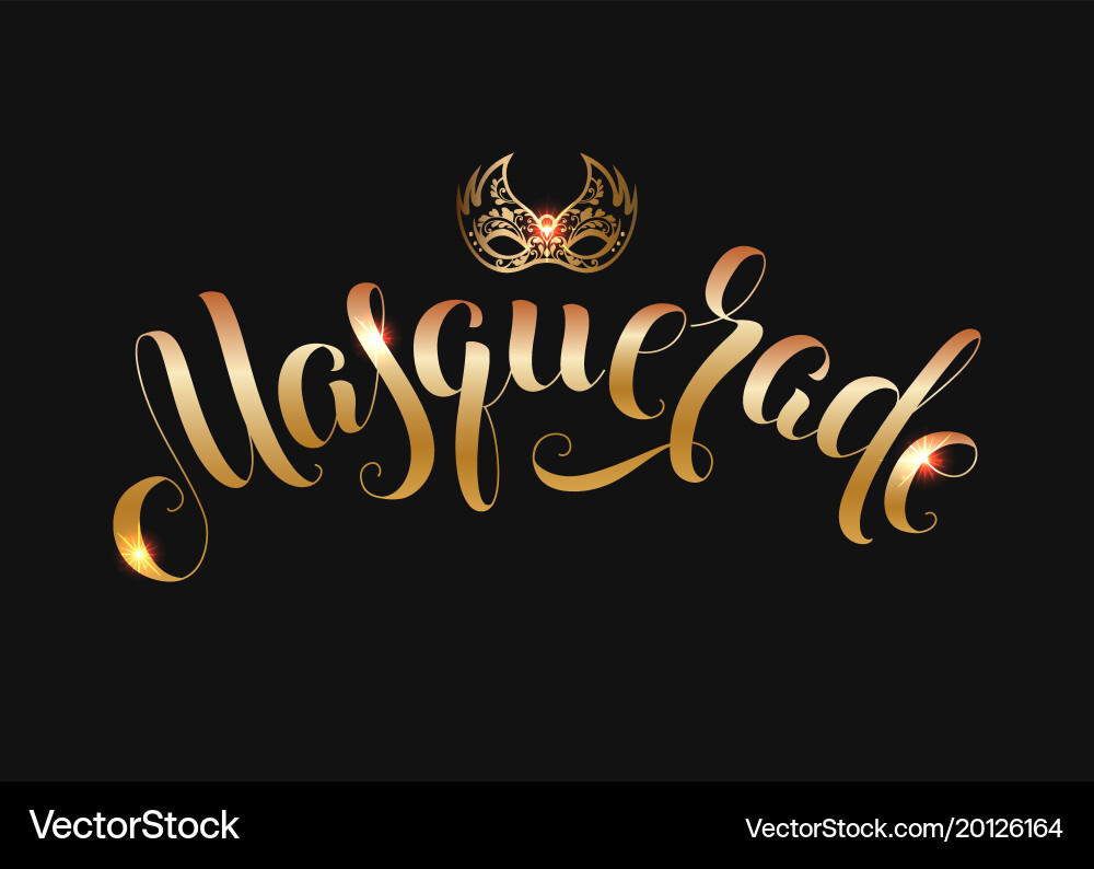 Elegante Gold-Masquerade Maske Kalligraphie Vektorbild