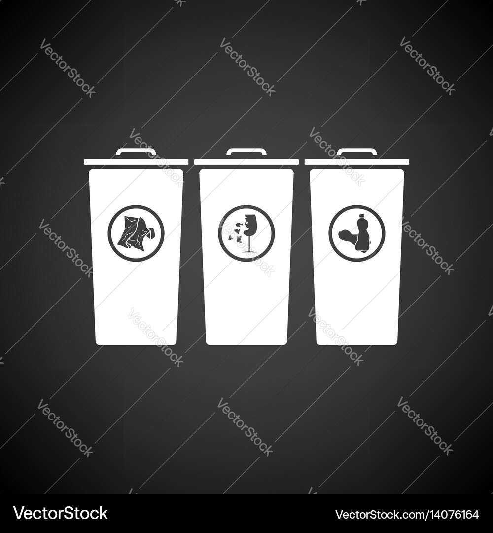 Garbage containers with separated trash icon vector image