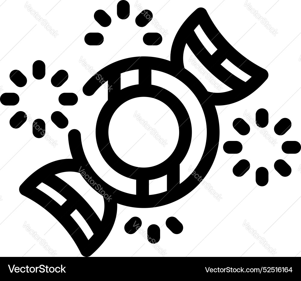 Round candy with fireworks exploding Round candy with fireworks exploding vector image