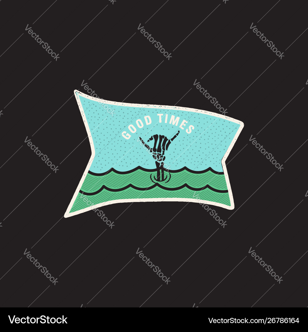 Vintage Skeleton Shaka Hand Logo Vector Image