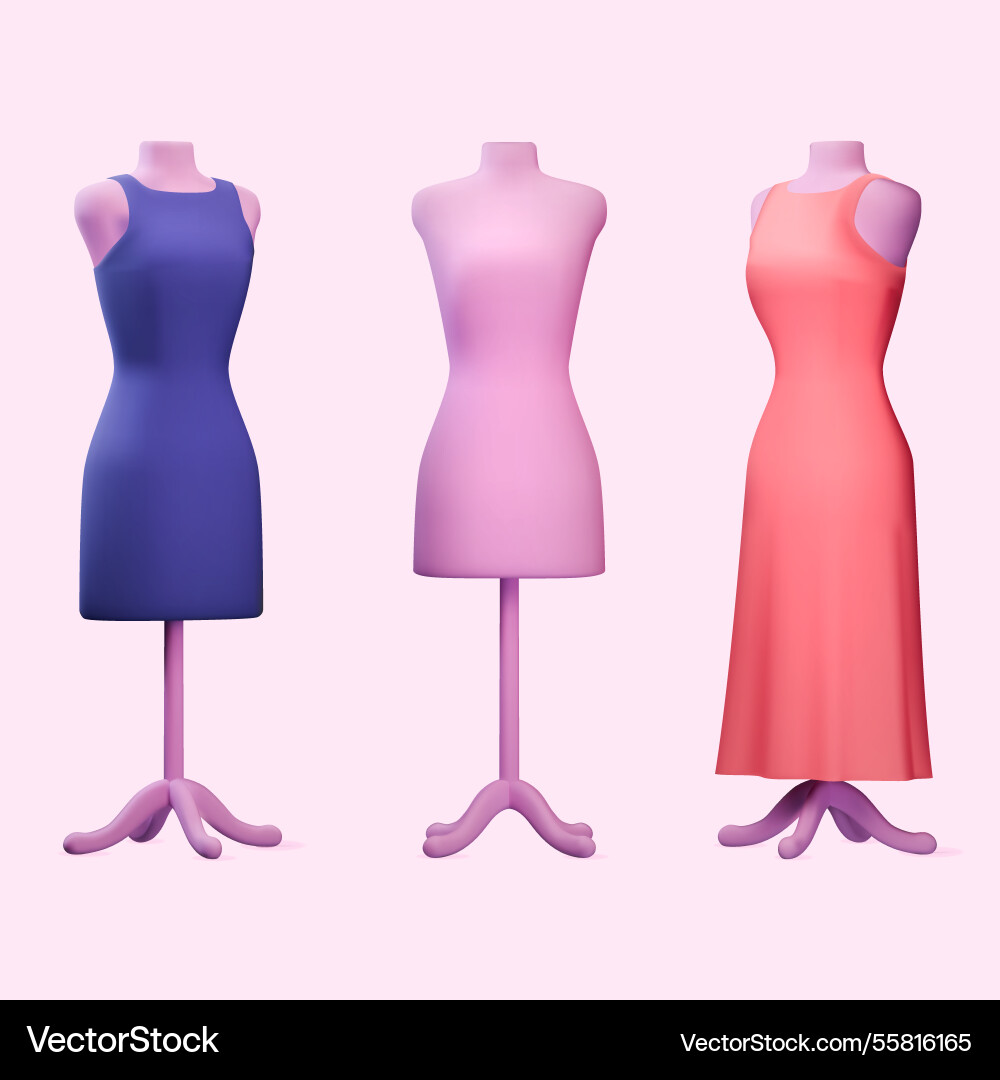 3d dress dummy fashion cloth sewing woman model 3d dress dummy fashion cloth sewing woman model Vector Image