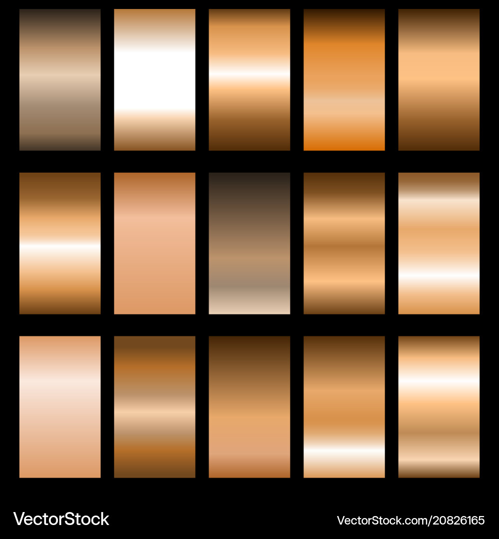 Bronze Metallic Gradients vector image