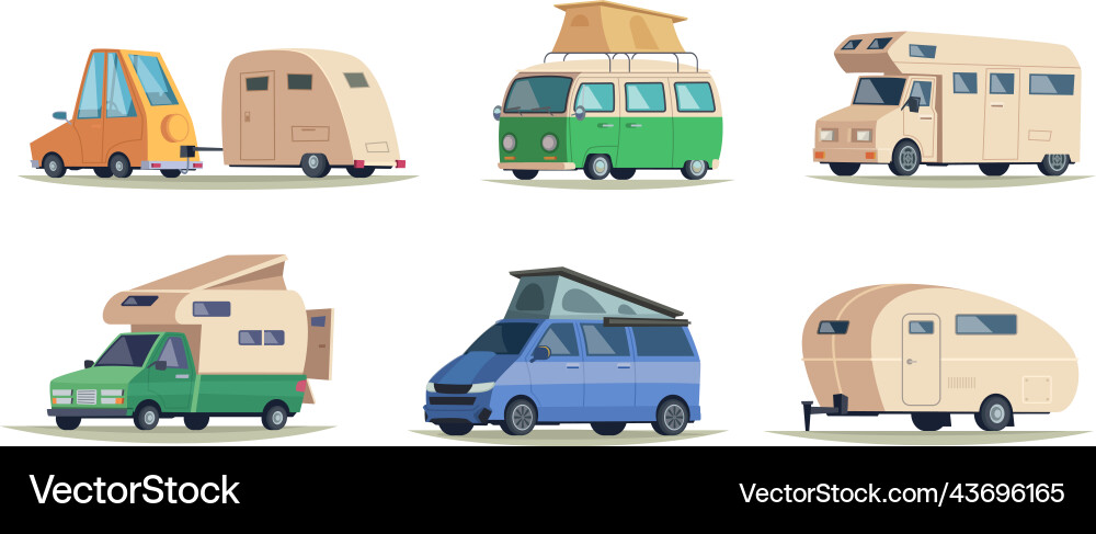 Camping Autos Vintage Caravan Fahrzeuge für draußen Camping Autos Vintage Caravan Fahrzeuge für draußen vektorbild
