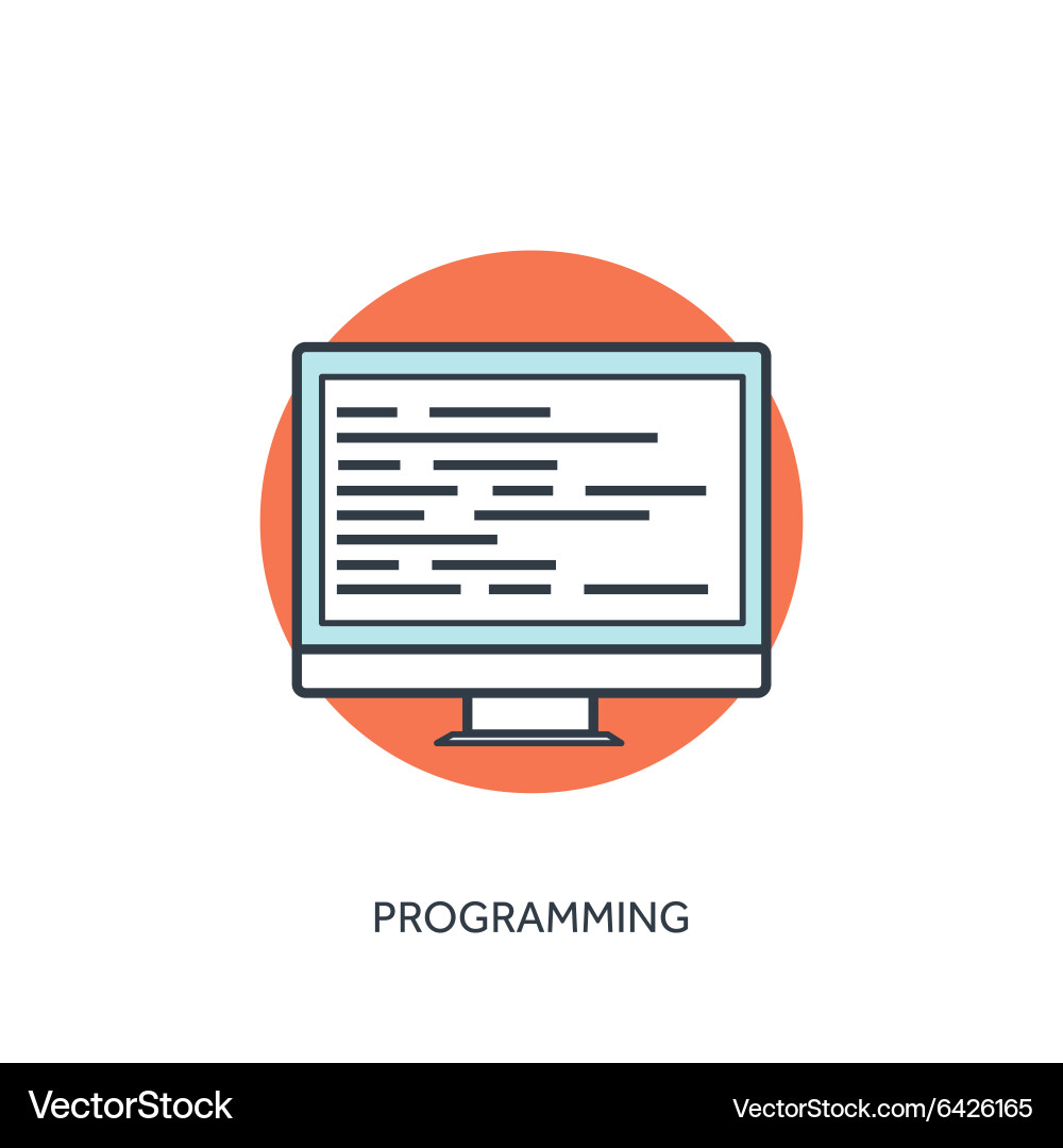 Coding and programming icon with lined computer Vector Image