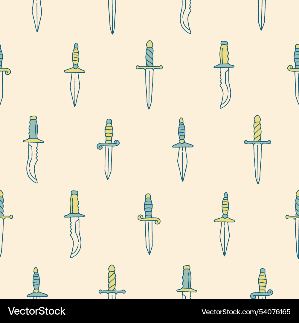Collection of dagger seamless pattern design Collection of dagger seamless pattern design vector image