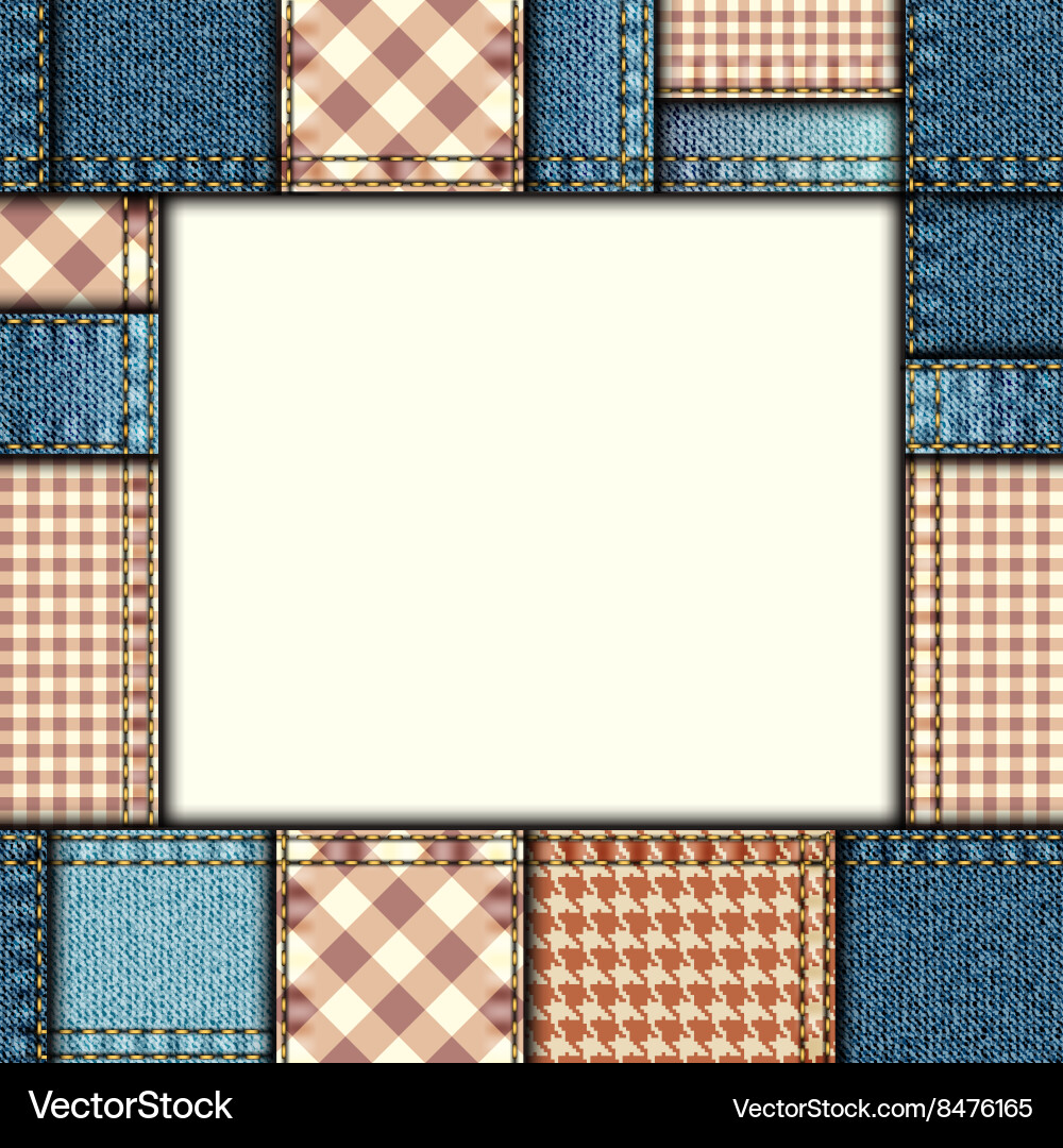 Denim Patchwork Fabric Background Royalty Free Vector Image