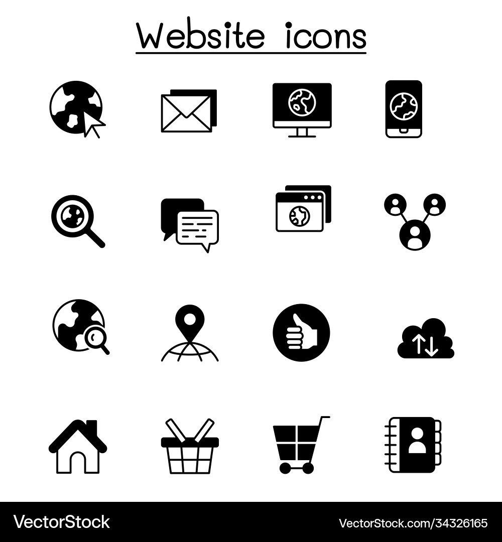 Internet browser website icon set Internet browser website icon set vector image