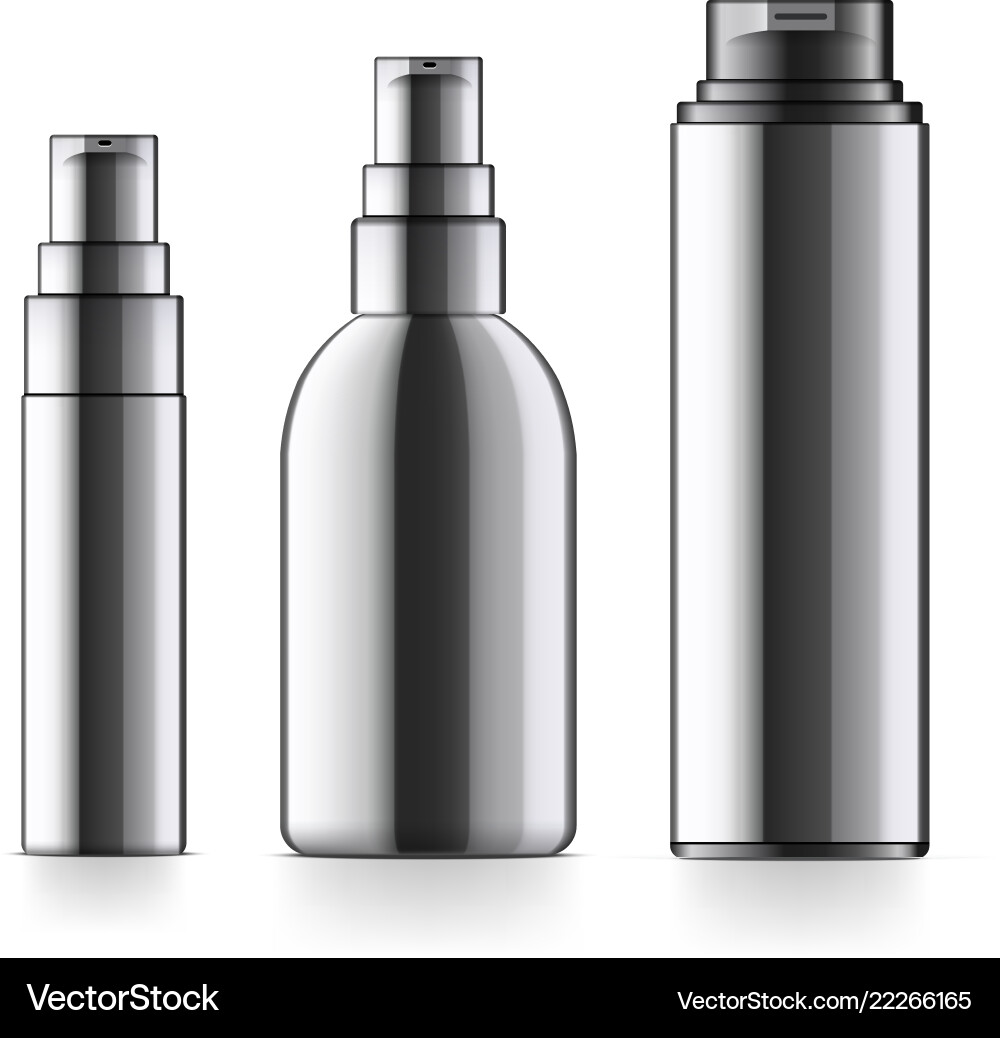 Realistic black cosmetic bottle can sprayer Realistic black cosmetic bottle can sprayer vector image