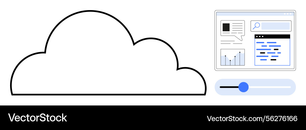 Cloud network with web interface displaying charts Cloud network with web interface displaying charts vector image
