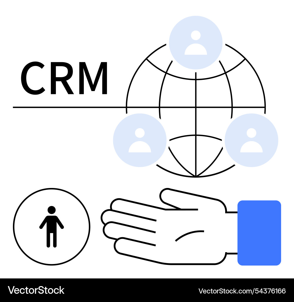 Crm concept with network of user avatars above Crm concept with network of user avatars above vector image