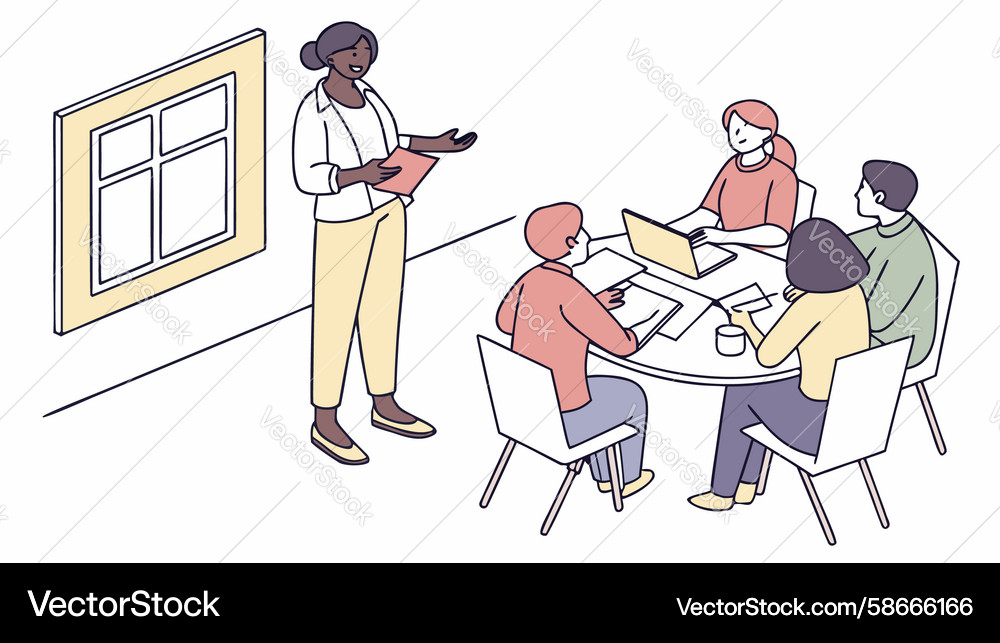 Group study session collaborative learning design Vector Image