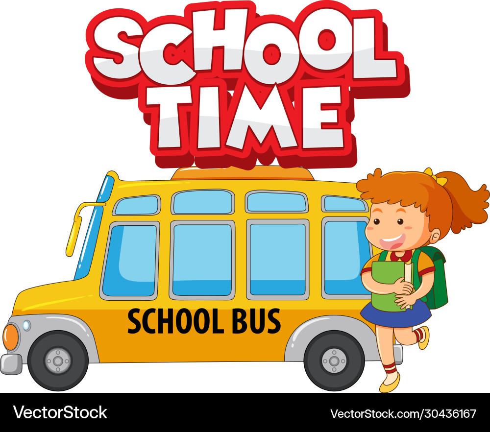 Font design for word school time with happy kids Font design for word school time with happy kids vector image