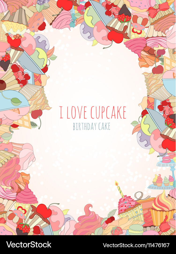 Hand gezeichnet Hintergrund von Doodle-Stil Cupcakes Vektorbild