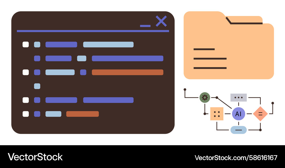 Programming Workflow mit Ordnerstruktur und ai Programming Workflow mit Ordnerstruktur und ai Vektorbild