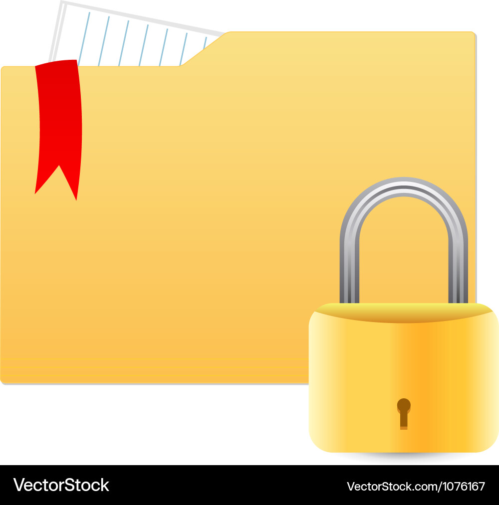 Security concept with file folder and padlock vector image