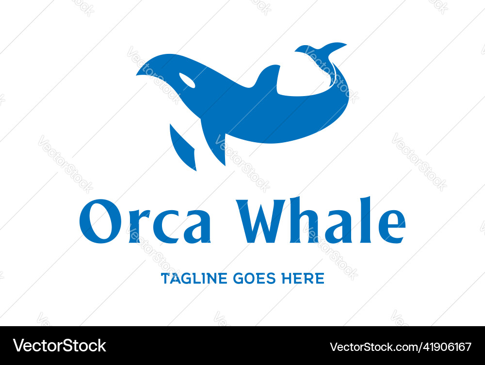 Simple minimalist ocean blue orca whale Simple minimalist ocean blue orca whale vector image