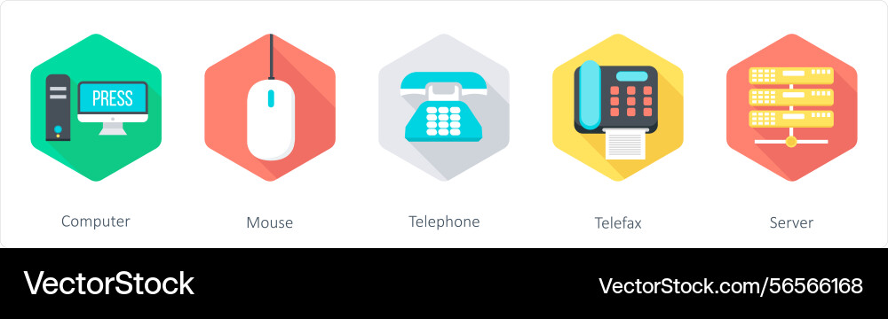 A set of 5 communication icons as computer mouse Vector Image