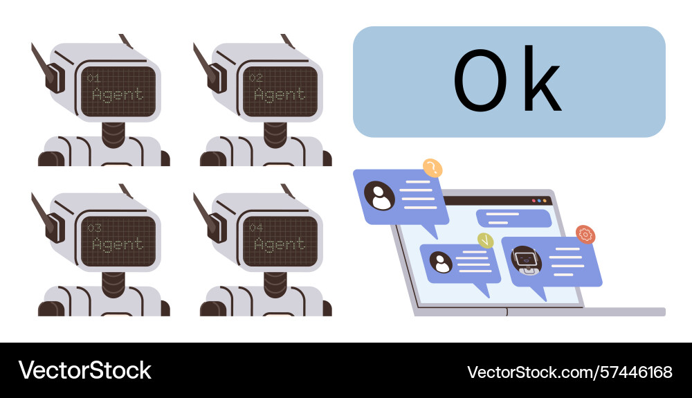 Ai customer service robots and chat interface Ai customer service robots and chat interface vector image