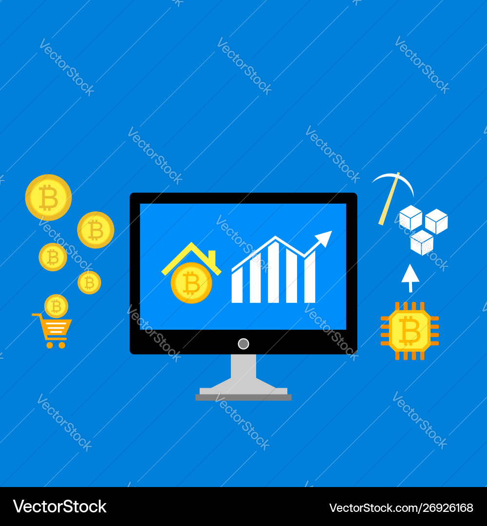 Blockchain scheme mining crypto currency server Blockchain scheme mining crypto currency server vector image