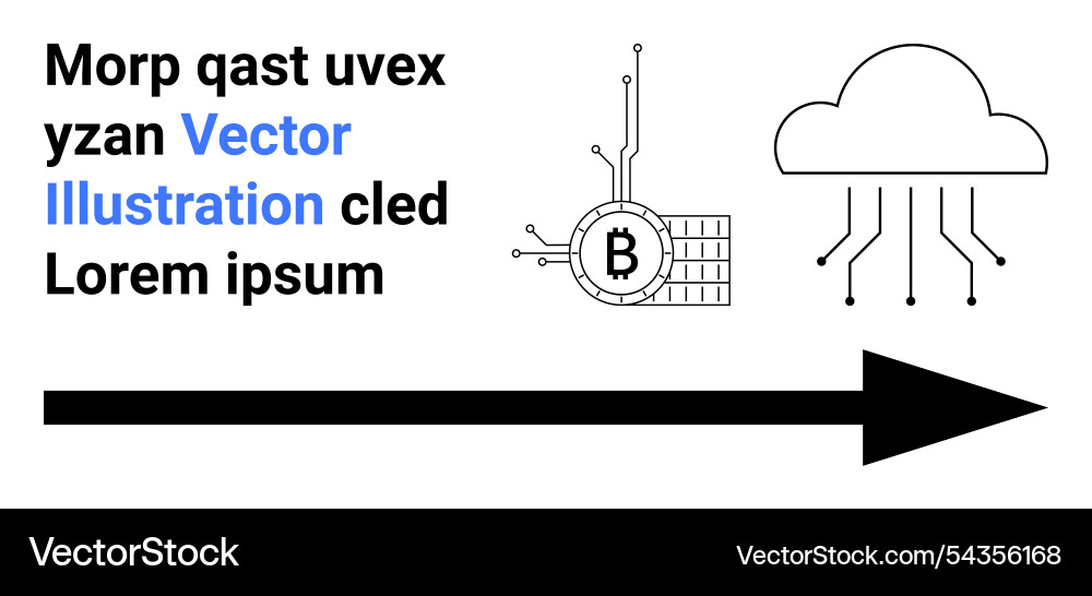 Cryptocurrency blockchain technology with cloud Cryptocurrency blockchain technology with cloud vector image