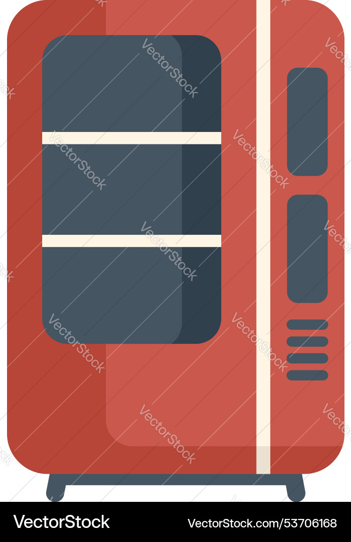 Red vending machine displaying snacks and drinks Red vending machine displaying snacks and drinks Vector Image