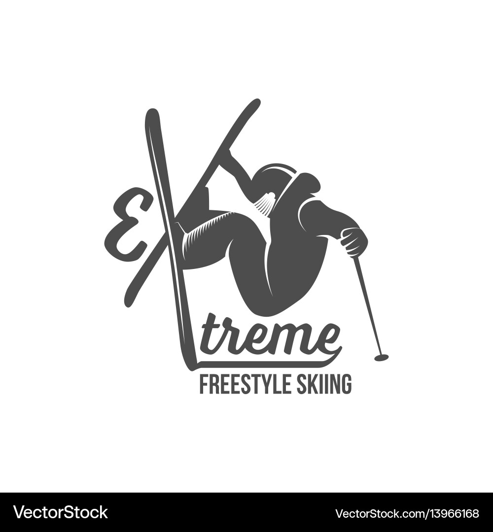 Vintage Ski Badge - Retro Freestyle Vector Image