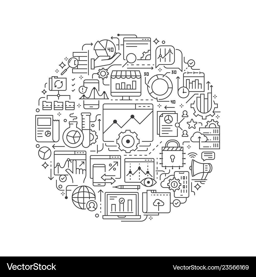 Analytics Data Round Icons vector image
