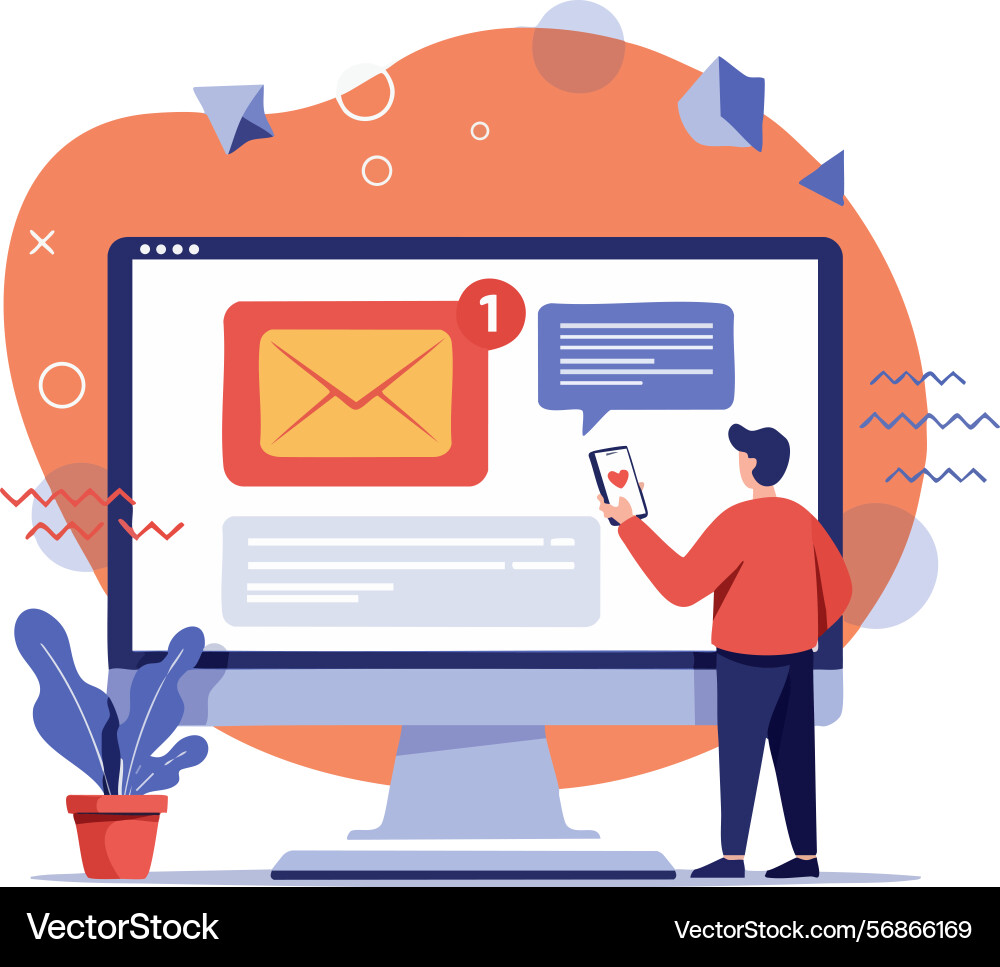 Email notification alert on computer screen Vector Image