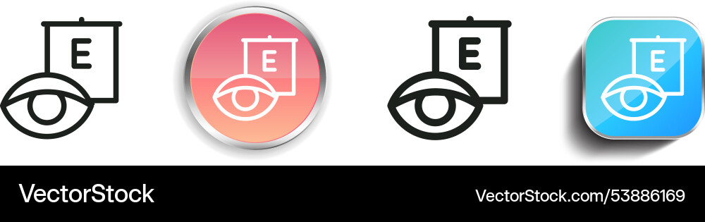 Eye test icon thin linear regular and button Eye test icon thin linear regular and button Vector Image