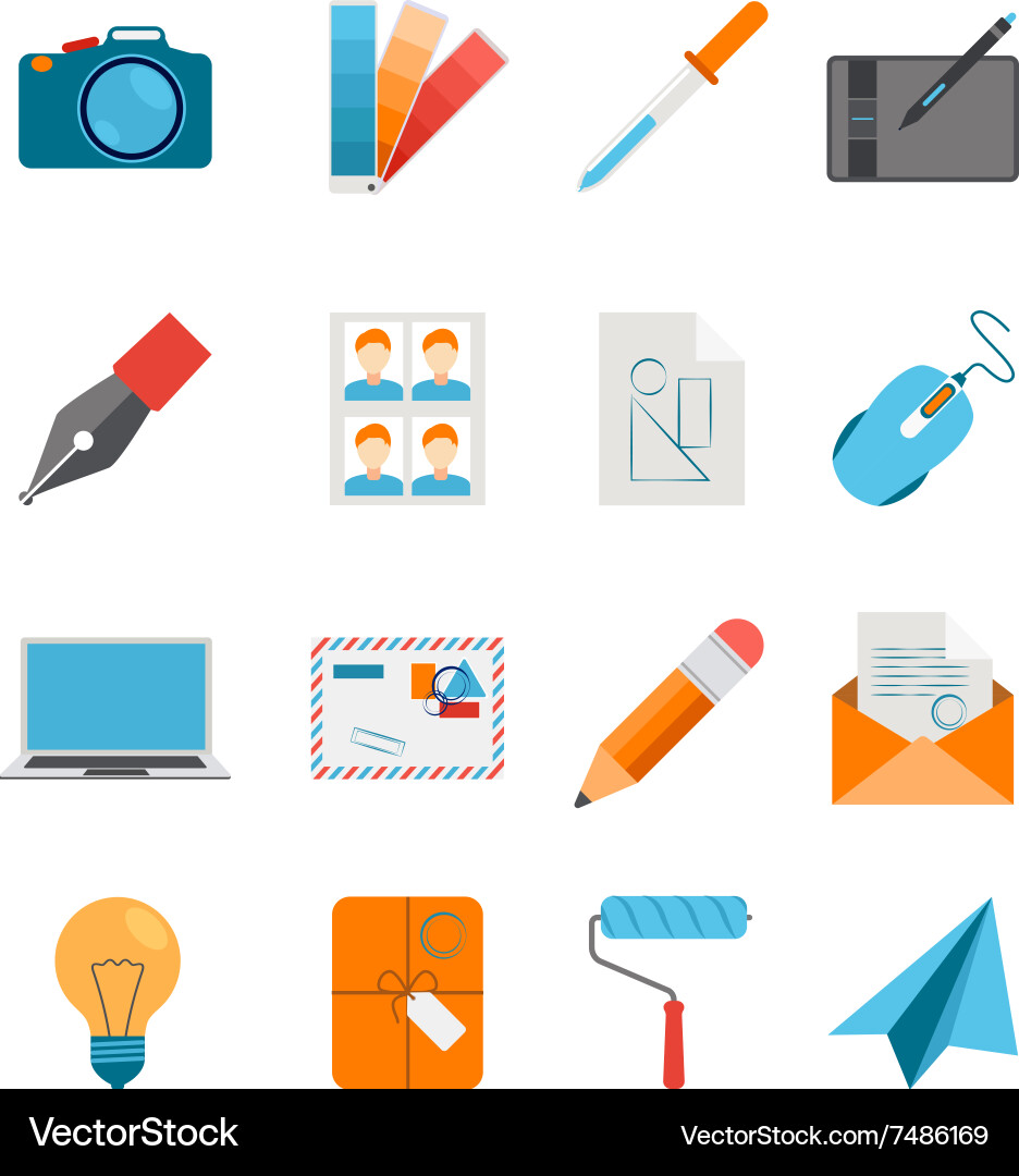 Flat icons set for web and graphic design vector image