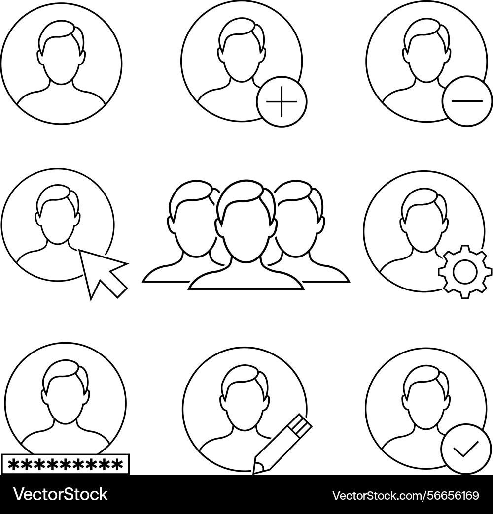 Grid of user profile icons Vector Image