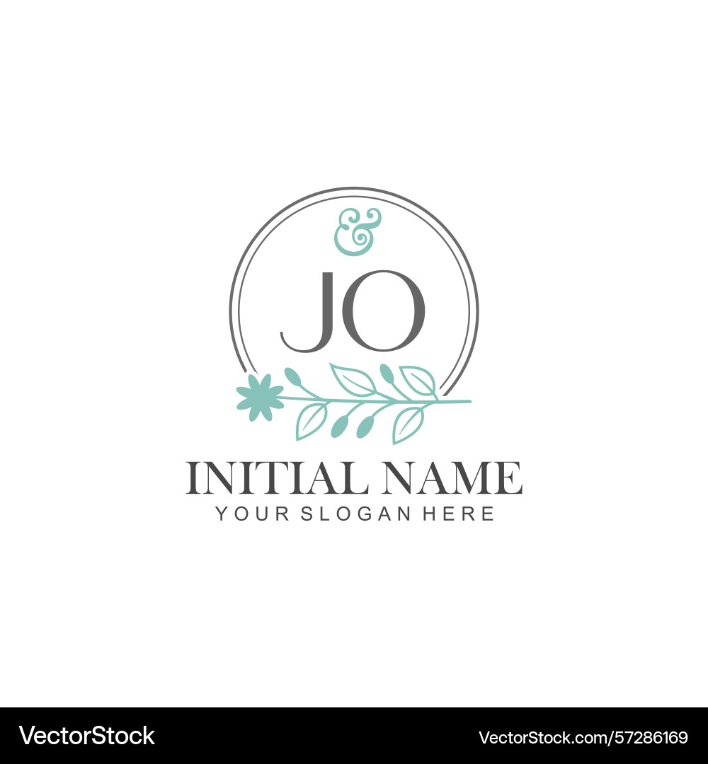 Jo initial logo templates with botanical elements Jo initial logo templates with botanical elements Vector Image