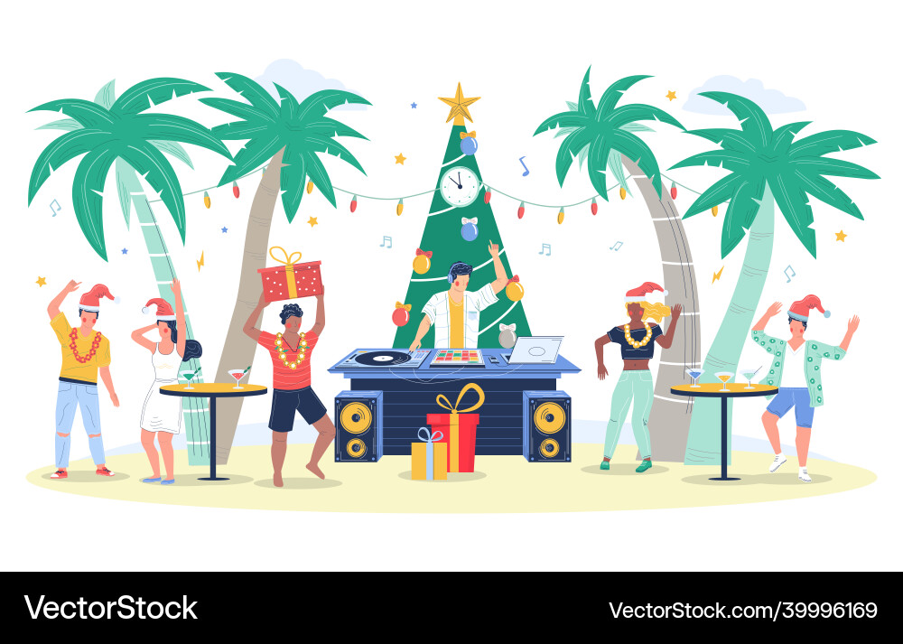 Tropic Christmas Party People Vector Image