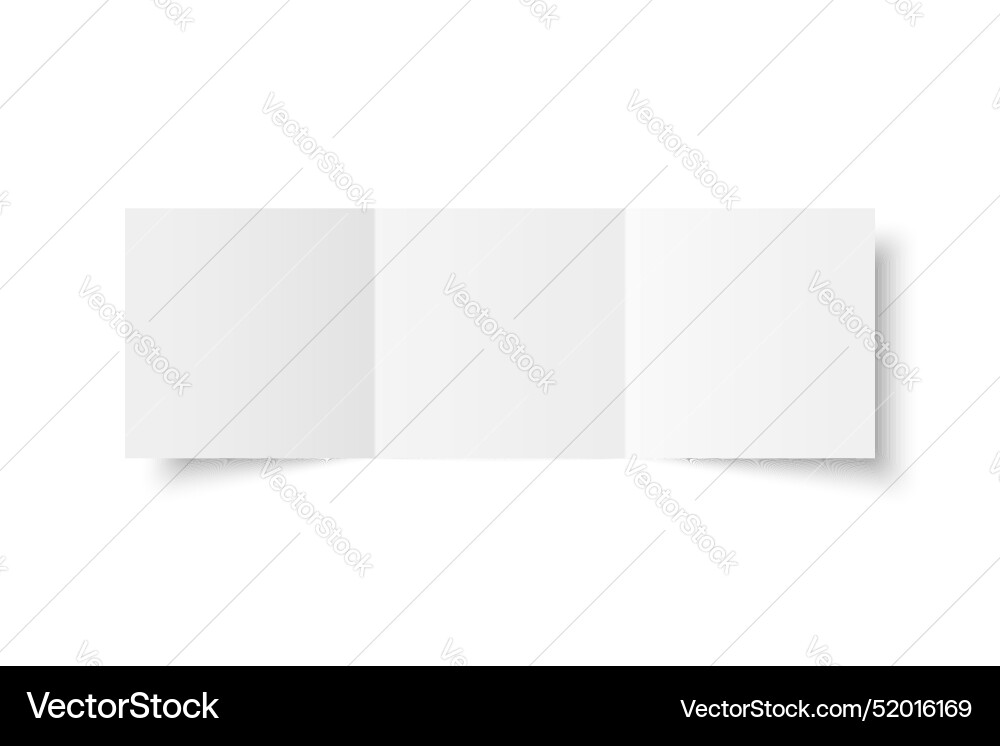 White blank square three panel roll fold opened White blank square three panel roll fold opened vector image