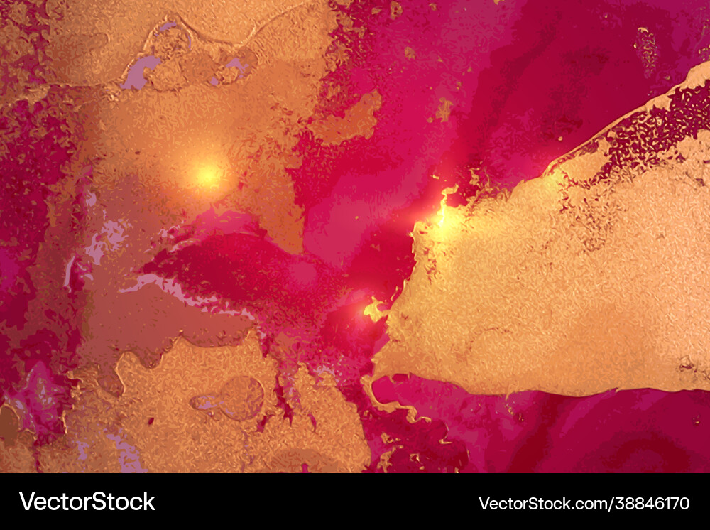 Abstract raspberry and gold background with marble Abstract raspberry and gold background with marble vector image